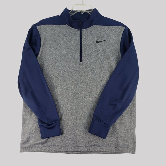 Nike Mens Dri-Fit Quarter-Zip Pullover Sweatshirt XL Gray & Navy - Picture 3 of 10